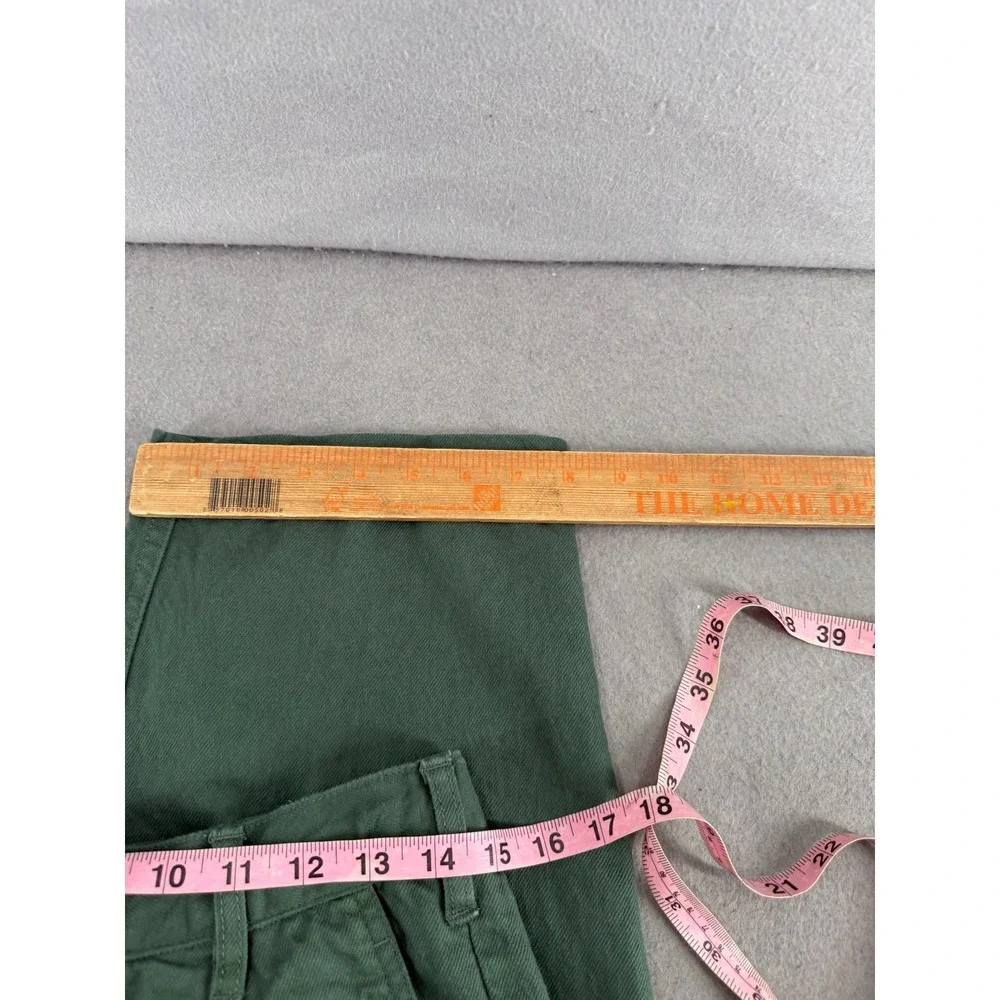 Muji Pants Womens M Green Kapok Pleated High-Waist Trousers Tapered Minimalist - Picture 8 of 13